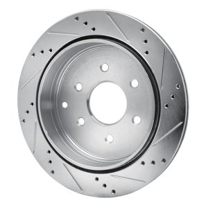 Infiniti QX56 Brake Rotor (1) - Rear Left - R1 Concepts - Drilled & Slotted - Silver - `10-`24